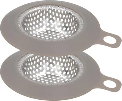Gerimport gootsteen zeefje - 7 x 8 cm - zilver - metaal - wasbak - keukenaccessoires