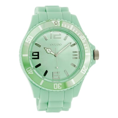 OOZOO Timepieces - Licht blauw horloge met licht blauwe rubberband - C4342