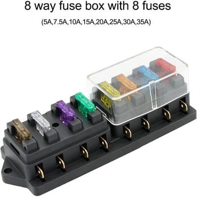 Boîte porte-fusible à 4 voies, bloc de fusibles à lame de Circuit de voiture avec 4 fusibles Standard 8