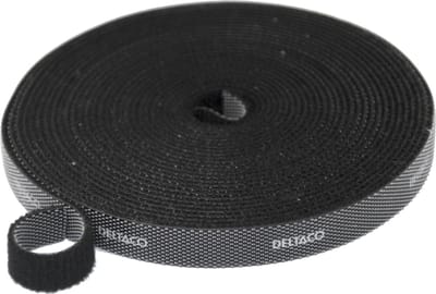 DELTACO CM05S Kabelbinder / Klittenband - 10mm x 5m - Zwart