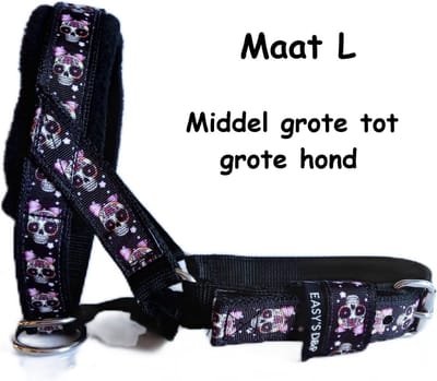 Hoofdhalster hond - Anti trek - Zwart - Gevoerd - Maat L - Skull - Antitrek hoofdhalster hond - Hoofdhalster hond - Antitrek hond - Trainingshalsband