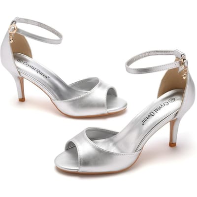 7cm Vismond Hoge Hak Sandalen Ondiepe Mond Eenvormige Gesp Grote Maat Ronde Neus Hoge Hakken Gouden Vismond Dunne Hak Sandalen 42 white