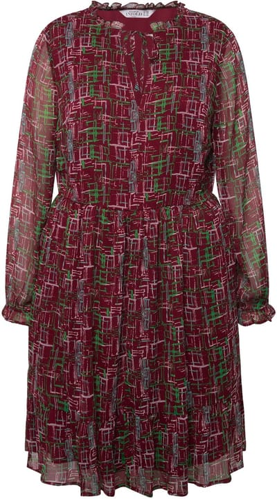 Studio Untold - Dames - Mini-jurk A-lijn grafische print halslijn met ruches - Chianti - Maat 42+