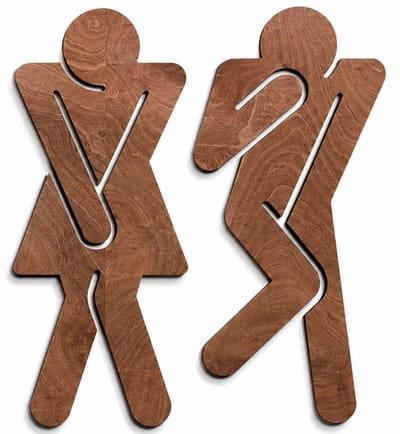 Houten wanddecoratie - Wooden wall decoration | Toilet Pictogram 14 x 15cm Toilet Icon | Donker hout - Dark wood | Muurdecoratie - Wall art