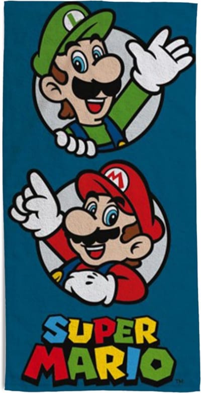 Super Mario Strandlaken - badstof, 100% katoen, 70 x 140 cm, licht, sneldrogend