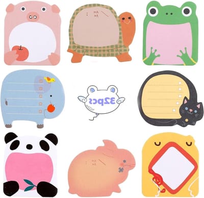Dierenontwerpen Mini Sticky Notes - 560 Zelfklevende Notities voor Kantoor, School en Thuis - 32 Stuks in 8 Stijlen
