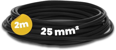 Zwarte Aansluitkabel 25 mm circ; Fijndradig 2 Meter voor Schakelkast en Installatie