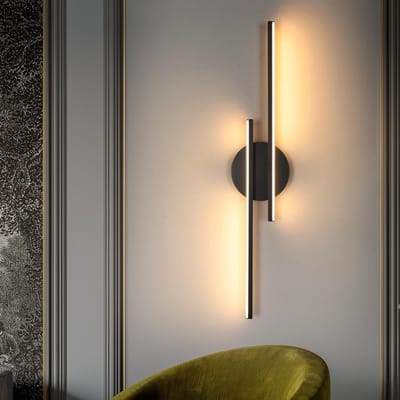 Haobosic - LED-wandlamp voor binnen, 24W, modern, zwart, warm licht 3000K, acrylmateriaal, ideaal voor slaapkamer, hal of woonkamer