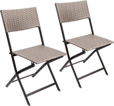 BRUBAKER Toskana, set van 2 tuinstoelen, polyrotan klapstoel, weerbestendig en robuust, balkonstoel, inklapbaar, campingstoel voor tuin, balkon, terras, campingstoel, bruin