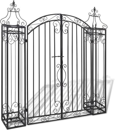 Verzinkte Tuinpoort - Smeedijzeren Poort - Toegang Afsluiten - Roestbestendig Smeedijzer - 122x205x134 cm - Zwart