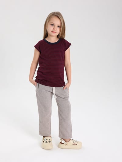 RobyKris Meisjes Broek - Katoen - Lichtbruin - Maat 110-116