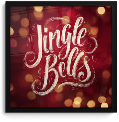 Poster in lijst - Fotolijst 40x40 cm - Posters - Jingle - Bells - Kerst - Rood - Posterlijst zwart - Decoratie - Wanddecoratie woonkamer - Muurdecoratie slaapkamer - Kerstversiering - Kerstdecoratie voor binnen - Kerstmis