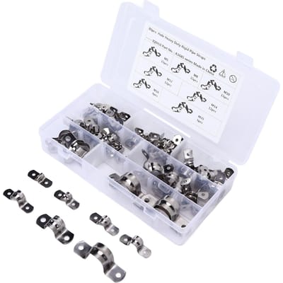 80 Pièces Colliers de Serrage pour Tuyaux en Acier Inoxydable 2 Trous Étrier en U Sangles de Serrage pour Tubes Universelles pour Camping-car white