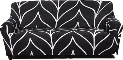 Bolture Zetelhoes 3 Zit - Bankhoes Stretch 3 Zitsbanken - Zetelovertrek - Zetelbeschermer - Sofa Cover - 235-300cm - Zwart