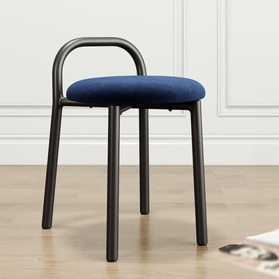 Kleine Poef - Ottoman Voetenbank - Comfortabel Zitten - Zacht Kussen - 38 x 38 x 56 cm - Blauw
