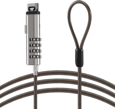 Universeel Laptop Slot - Kabelslot Computer - Apparaten Beveiligen - 4-Cijferige Code - 1.9 Meter - Zilver