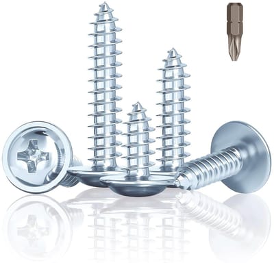 210 stuks plaatschroeven, 4,2 x 16 mm, houtschroef, zelftappende schroeven met schijf, plaatkopschroeven, verzinkt met boor, platte kop, kruiskop, volledige schroefdraad, voor plaatstaal, hout