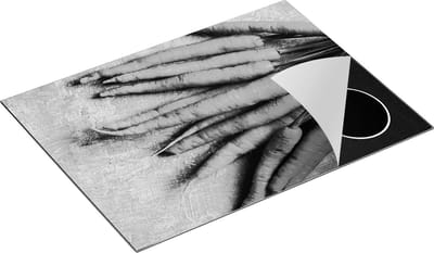 Chefcare Inductie Beschermer Wortels op Grijze Marmer - Zwart Wit - 70x50 cm - Afdekplaat Inductie - Kookplaat Beschermer - Inductie Mat