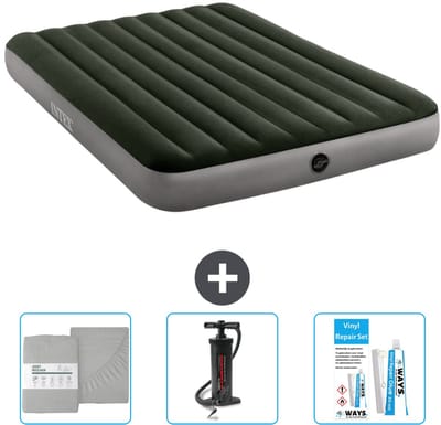 Intex Luchtbed - 2-Persoons - 152 x 203 x 25 cm - Groen - Inclusief Hoeslaken - Pomp en Reparatieset