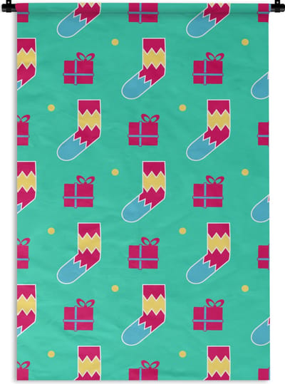 Wandkleed - Wanddoek - Sokken - Cadeau - Patroon - 60x90 cm - Wandtapijt