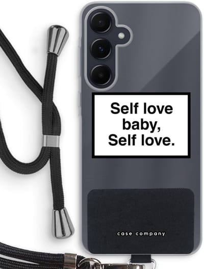 Case Company® - Hoesje met koord geschikt voor Samsung Galaxy A55 hoesje met Koord - Self love - Telefoonhoesje met Zwart Koord - Bescherming aan alle Kanten en Over de Schermrand