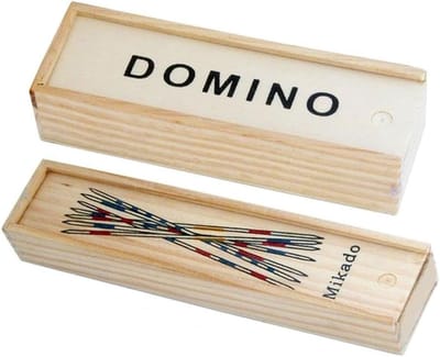 Domino & Mikado Spel - Houten Spel - Gezellig Spelen - Tijdloze Klassieker - Natuurlijk Hout