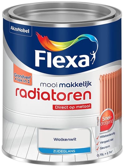 Flexa - Mooi Makkelijk Radiatoren Zijdeglans - Wolkenwit - Mengverf - 750 Ml