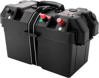 Batterijbehuizing - Opbergbox Accu - Energievoorziening Onderweg - Dubbele USB-poorten - 44 x 24.5 x 27 cm - Zwart