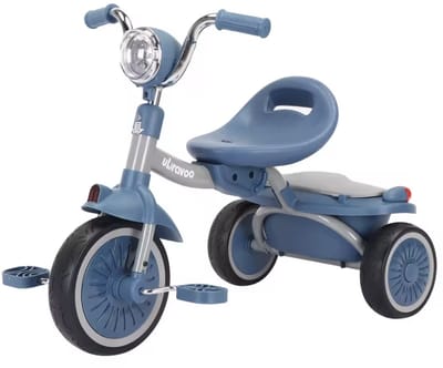 J&R Driewieler - Kinderfiets - Peuterfiets - PU wielen - Schokabsorptie - Opvouwbaar - Verstelbaar zadel - Met licht - blauw