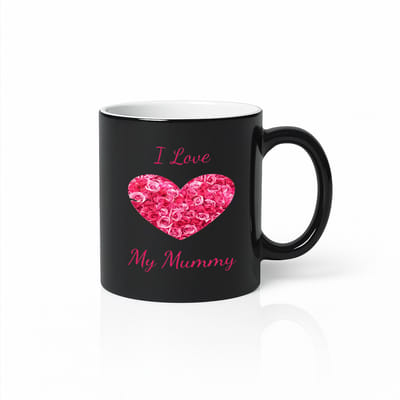 Verrassing Tovermok - I Love My Mummy - Warmtegevoelige Kleurveranderende Mok - Roze Bloemenhart - 330ml