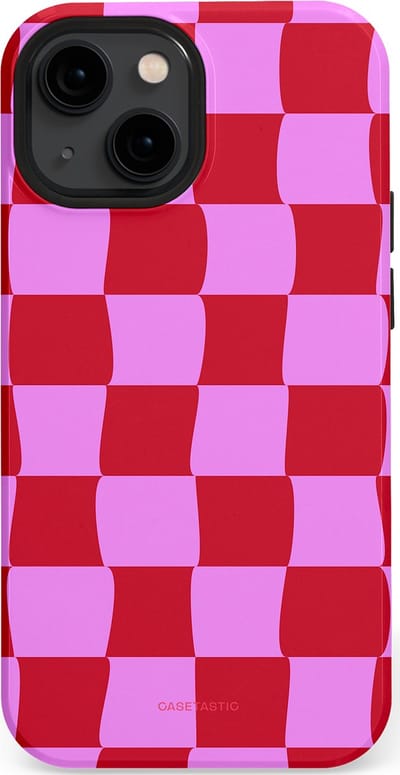 Casetastic hoesje geschikt voor Apple iPhone 13 mini - MagSafe - Dubbellaagse bescherming - Dansend Ruitje - Fashion Case - Rood Lavendel Roze