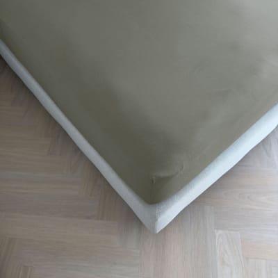 Kayori Emma Hoeslaken Katoensatijn - 90x200cm - Matrasdikte 35cm - Rondom Elastiek - Grijsgroen