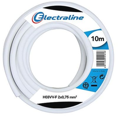 Kabelrol H03 VV-F - 2 x 0,75 mm² - 10 meter - Wit