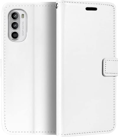 Portemonnee Book Case Hoesje Geschikt voor: Motorola Moto G52 & Motorola Moto G82 - wit