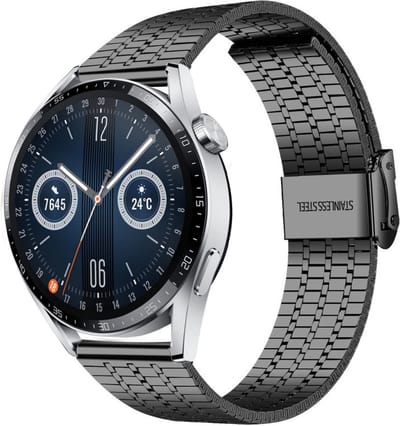 Strap-it Luxe stalen RVS bandje - geschikt voor Huawei Watch GT / GT 2 / GT 3 / GT 3 Pro 46mm / GT 4 46mm / GT 5 & 5 Pro (46mm) / GT 4 46mm / GT 5 & 5 Pro (46mm) / GT 2 Pro / GT Runner / Watch 3 - Pro / Watch 4 (Pro) / Watch Ultimate - zwart