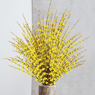 Langwerpige Kunststof Jasmijnbloemen Boeket - 8 Stuks Nepp bloemen voor Bruiloft, Thuisdecoratie en Feestjes - Geel, Perfect voor DIY Projecten en Bloemstukken