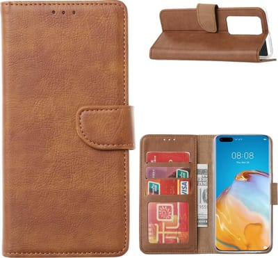 Bookcase Geschikt voor: Huawei P40 Pro Plus - Lichtbruin - portemonnee hoesje