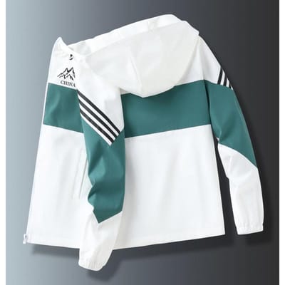 Veste à capuche pour homme Printemps et Automne Version Coréenne Veste ample à assortiment de couleurs Tendance Sport de plein air Veste décontractée 4XL white