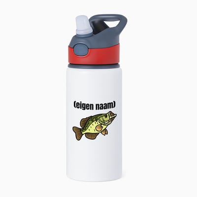 Hacebo® - vis met eigen naam waterfles met rietje rood - Vis - vissen liefhebbers - iemand die houdt van vissen - verjaardag - cadeau - kado - water fles - 650ML