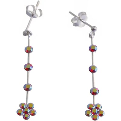 Behave – Oorbellen – 925 Sterling Zilveren Oorbellen met Rood Multi Kristal steentjes