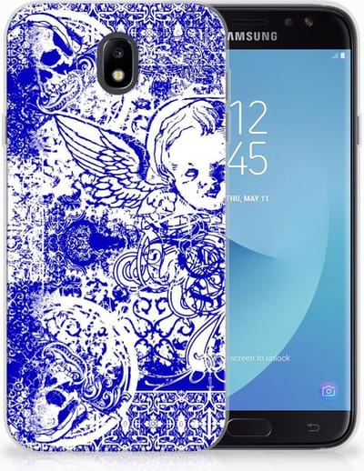 Silicone Back Case Samsung Galaxy J7 2017 | J7 Pro Angel Skull Blauw