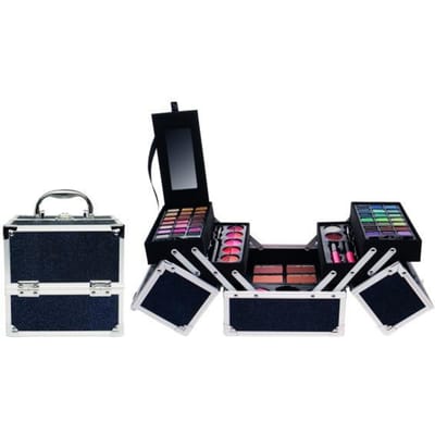 Casuelle Black-Blue Glitter Cosmetica koffer Opmaken en sieraden