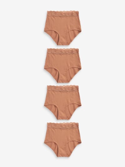 Next - Dames - nude - Katoenen kanten slipjes 4 stuks - Huidkleur