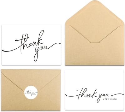 40 Stuks Bedankkaarten Set met Enveloppen (10x15 cm) - Zakelijk en Persoonlijk Gebruik