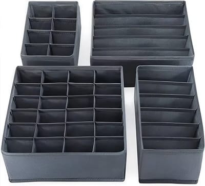 CHPN - Kast organiser - Organizer voor in kast - Accessoire organiser - Kledingverdeler - 4 Stuks - 45 Vakken - Opbergbox voor accessoires - Kastlade Verdeler - Kledingkast Organizer - Ondergoed - Sokken - BH Opbergsysteem - Opgeruimde kast - Vilt -