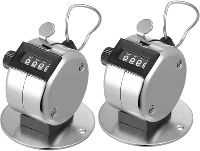 Mechanische Telknop - Handteller Klikker - Handmatige Telling - Batterijvrij Robuust - 2 Stuks - Zilver