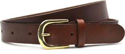 Take-it 3 cm bruine dames riem gouden gesp - 100% nerfleder - gouden gesp - Maat 85 - Totale lengte riem 100 cm