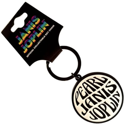 Janis Joplin - Pearl Emblem Mono Sleutelhanger - Gebroken wit/Zwart