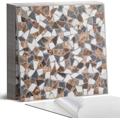 Coloray Plaktegels - Mozaïek met verschillende vormen Portugese Tegels - 30 cm x 30 cm - Bruin Plaktegels - 9 stuks - Vierkant PVC Tegels - Plaktegels Keuken - Zelfklevende Vloertegels - Vinyl Tegels - Zelfklevende Tegels