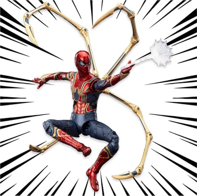 Actiefiguur Spider - Superheld Speelgoed Verzamelfiguur - Displayen en Verzamelen - Alle Gewrichten Beweegbaar - 18 cm - Rood Blauw Goud